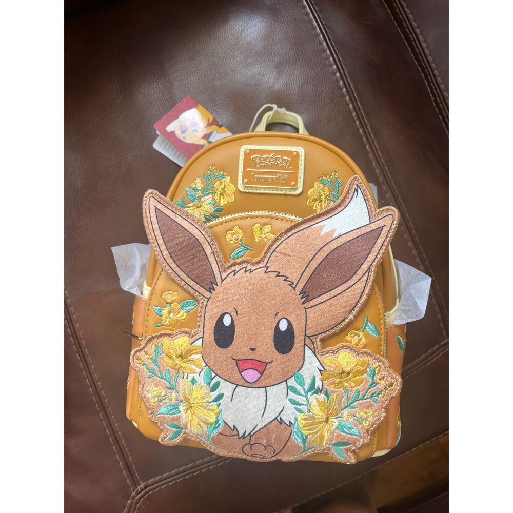 Loungefly Pokemon Eevee Floral Embroidered Mini Backpack NWT